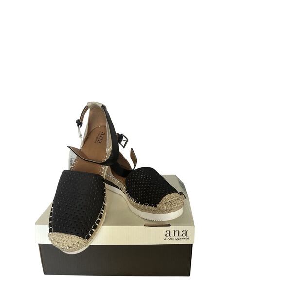 a.n.a Shoes - a.n.a Black Espadrille Sandals Women’s Size 6– Summer Woven Flat Shoes New